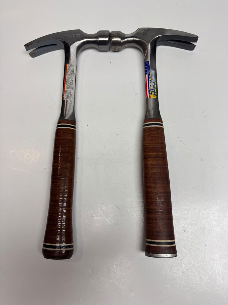 Two vintage Estwing 20 ounce leather handle hammers