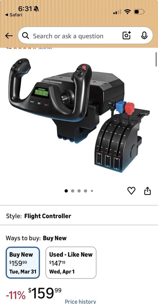Logitech Flight Yoke System Simulator Controller & Throttle Quadrant Set