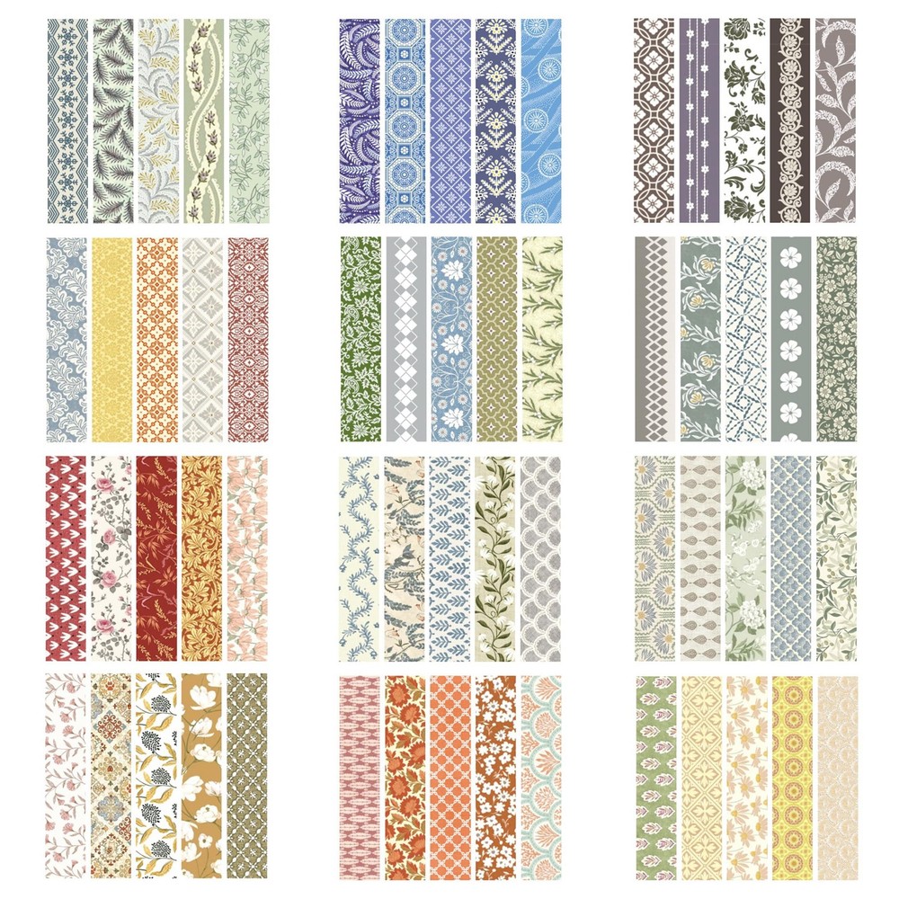 Basic Patterns Washi Tape Set 60 Rolls Geometric Elegance Decorative Skinny M...