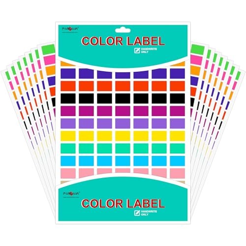 Pack of 1575 Rectangle Color Coding Labels,1/2" x 3/4" Rectangular 15 Colors