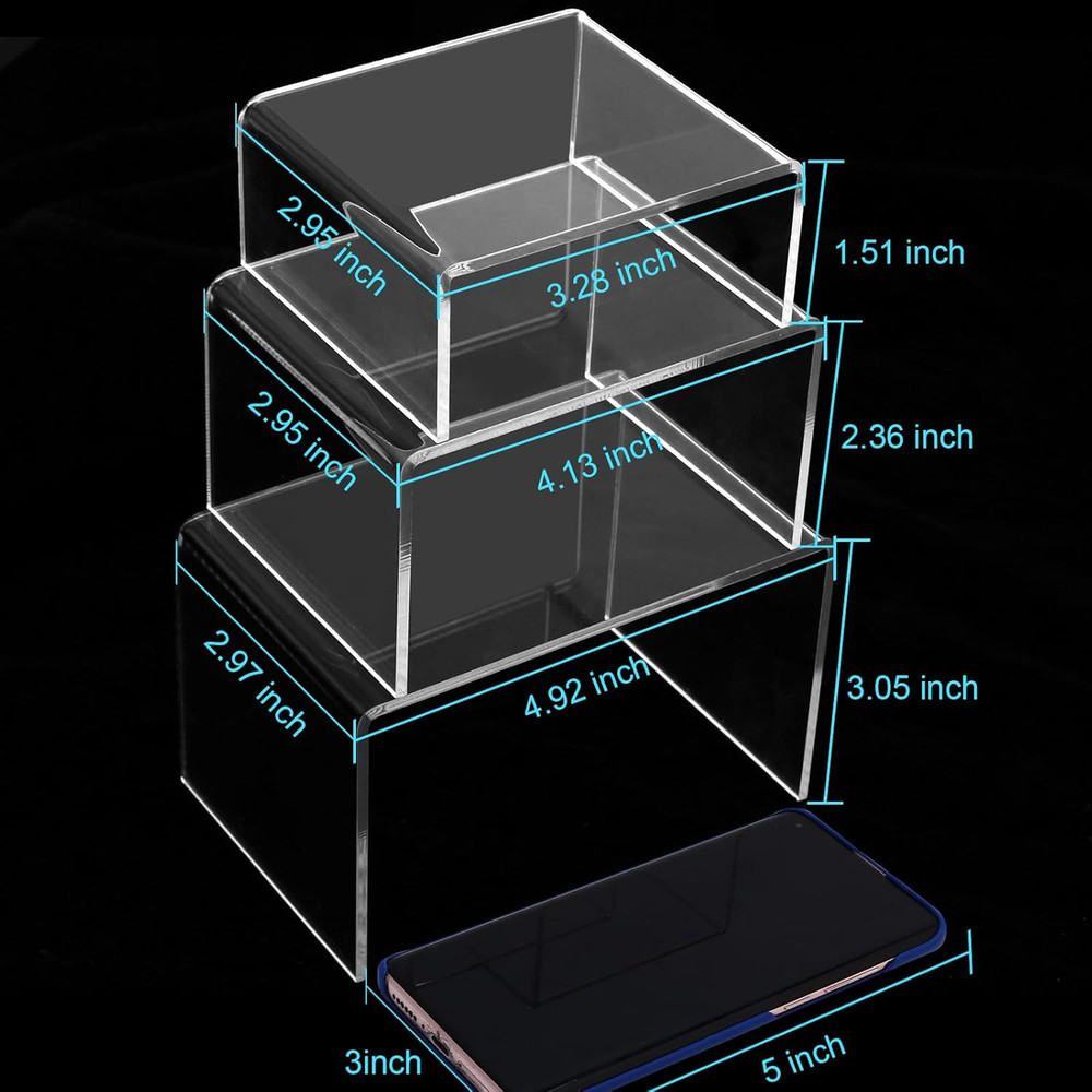 6 Pcs Acrylic Risers for Display, Acrylic Display Riser, Clear Display Stands fo