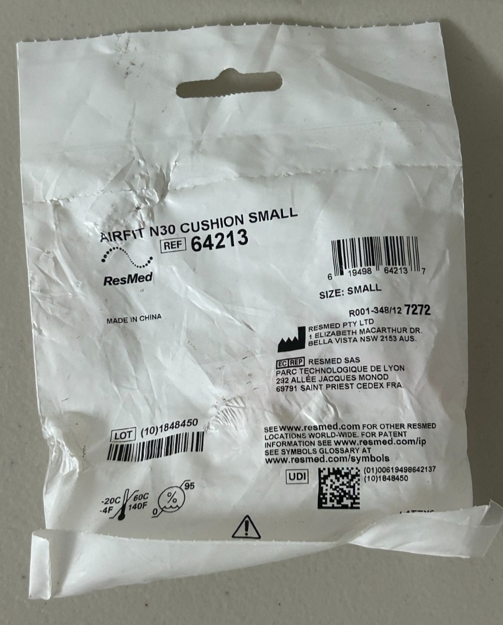 Resmed AirFit N30 Replacement Nasal Cushion 64213 Small S Pink NEW Sealed