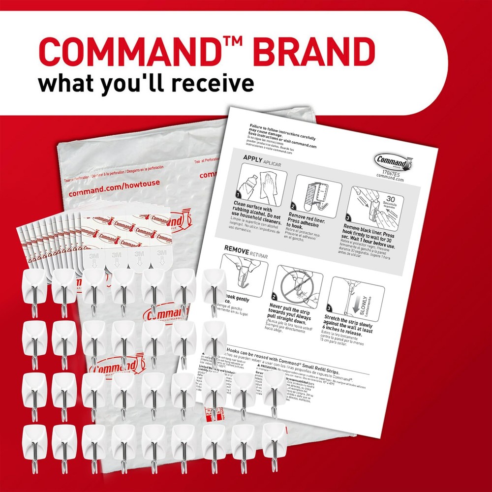 Command Small Wire Toggle Hooks, 32 Count, and 48 Strips, Damage Free Hanging Wa