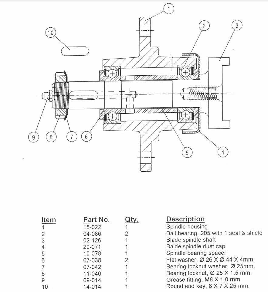 Spindle - LMG, Lowery, Servis Breeze, Worksaver Mower (01-252)