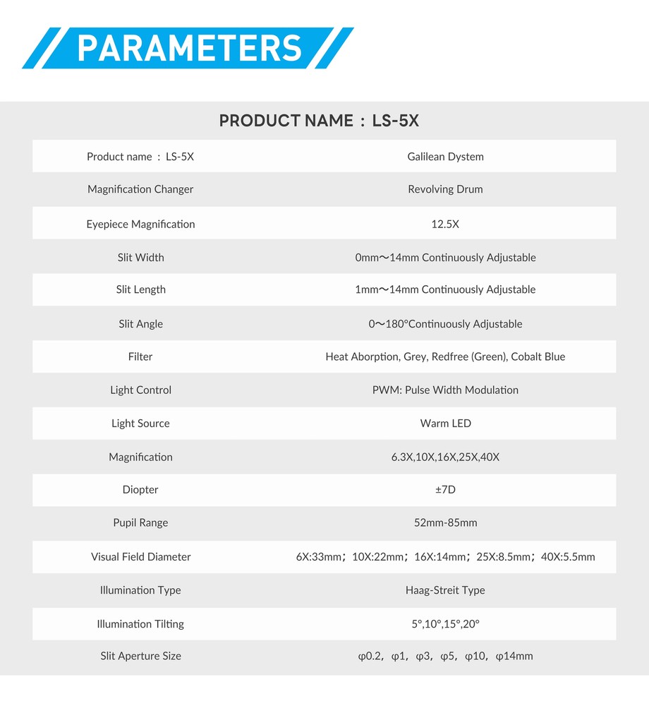 Five times magnification ophthalmic slit lamp optometry microscope