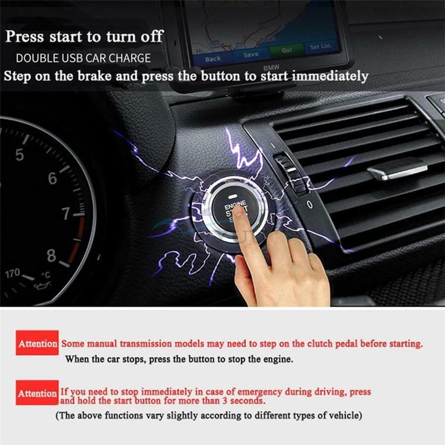 12V Car Keyless Entry System Engine Start Alarm System Remote One-button Start