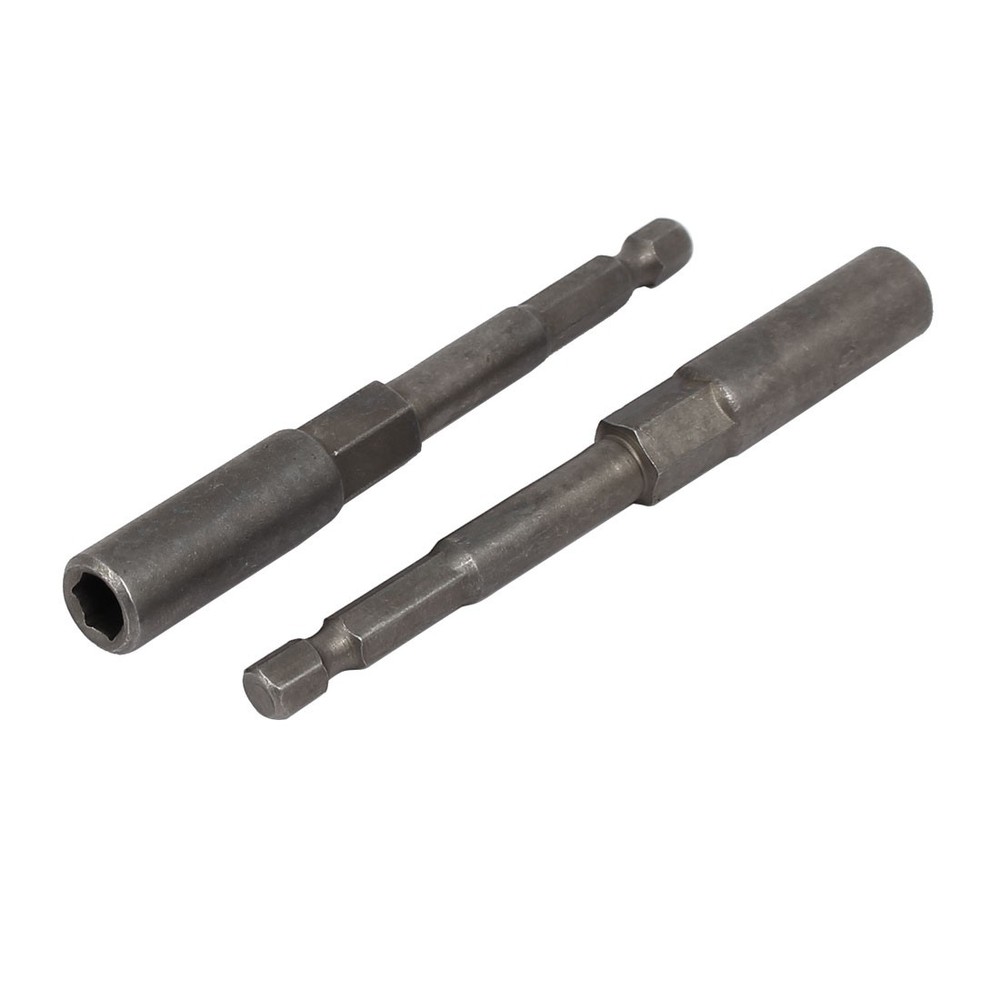 1/4" Hexagon Shank 7mm Deep Socket 100mm Metal Hex Nut Driver Bits 2pcs
