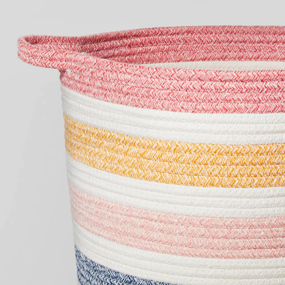 Medium Multi Stripe Coiled Rope Storage Bin - Pillowfort