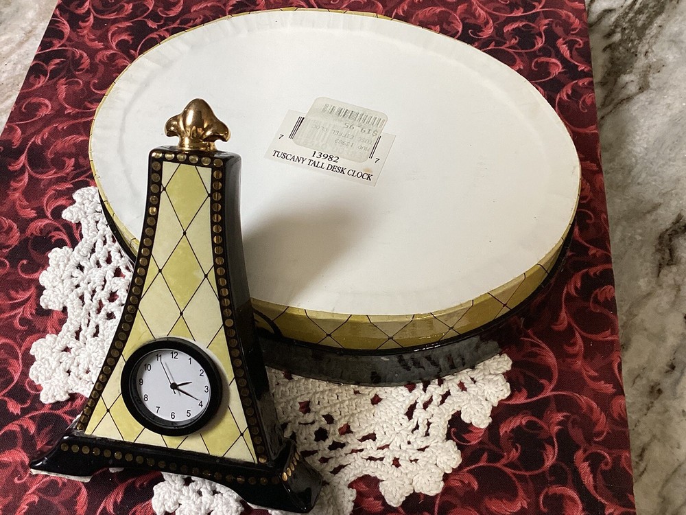 Mud Pie Eiffel Tower Table Clock 4.75” Tall-Works-Original Box