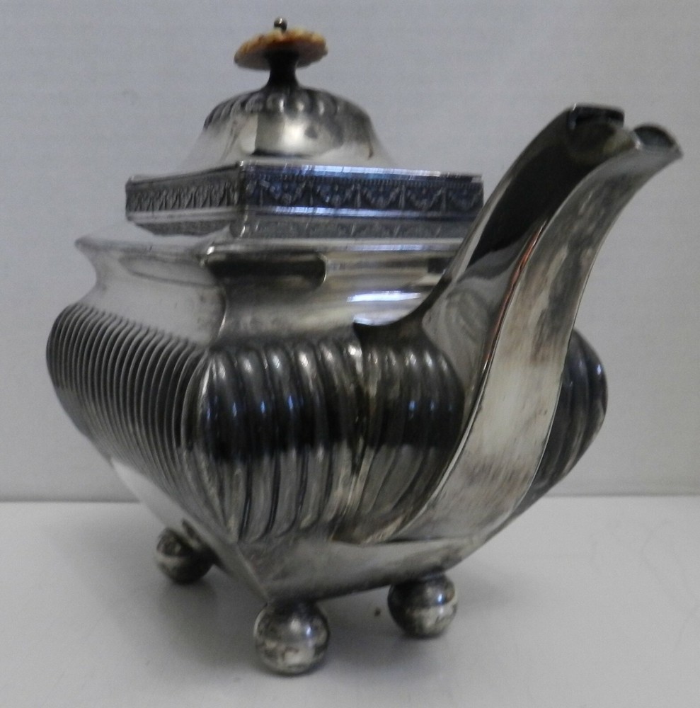 CC-bx SILVERPLATE ANTIQUE TEAPOT, SQUARED, MISSING HANDLE - DANIEL & ARTER