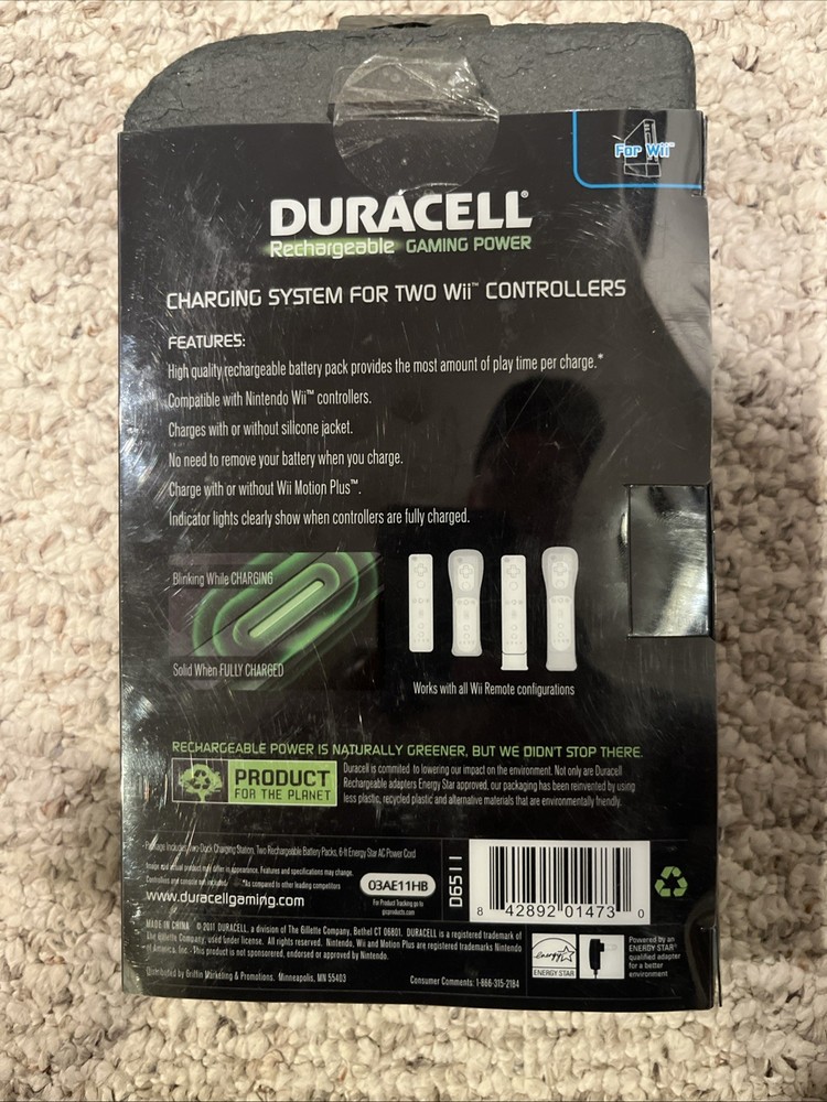 Duracell Rechargeable Gaming Universal Charging System For 2 Wii Controllers
