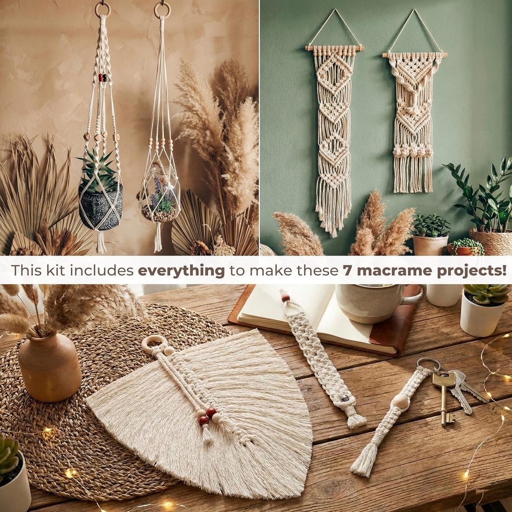 Beginners with 126 Macrame Supplies and 7 Projects E-Book: DIY Macrame Kit with