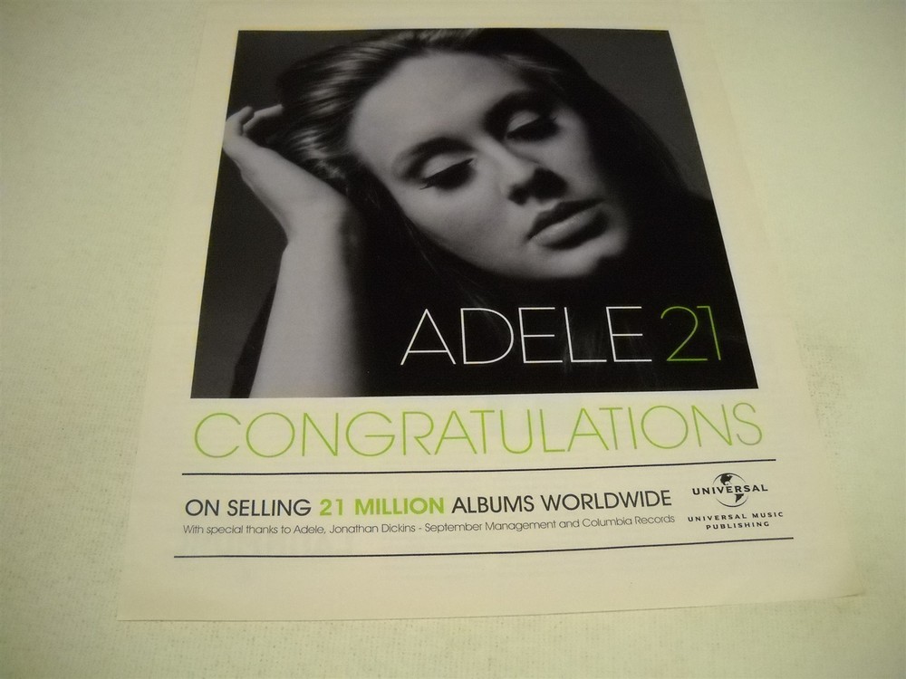 ADELE Congrats On Selling 21 Million Albums Worldwide 2012 Promo Display Ad