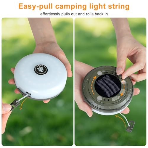 2-in-1 Solar Camping Lights String: 5 Modes IP65 29.52ft (Solar, 1-Pack)