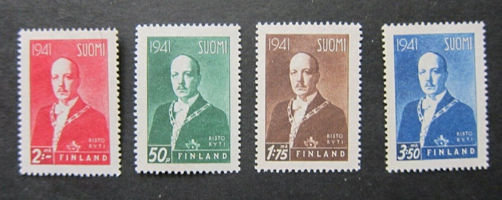 Finland, Risto Ryti 1941, 4v, MNH, NG