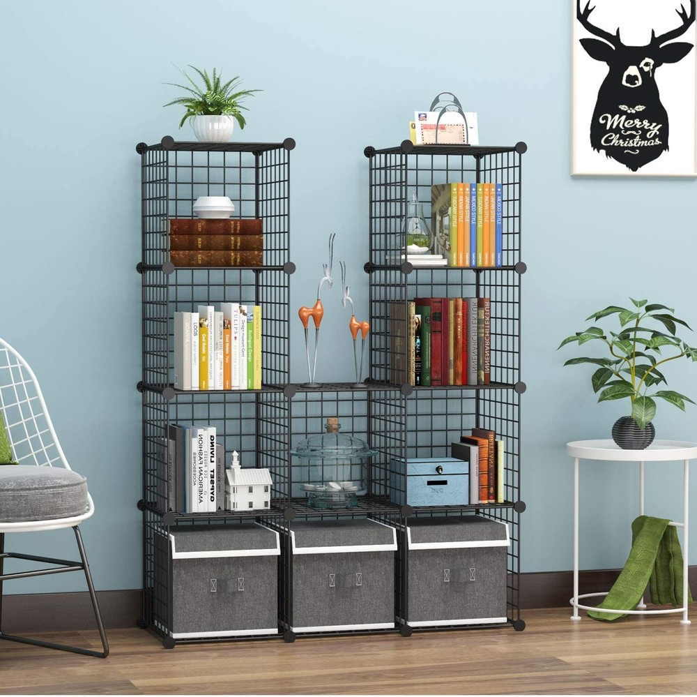 Wire Cube Storage 12-Cube Organizer Metal C Grids Bins Shelving Modular