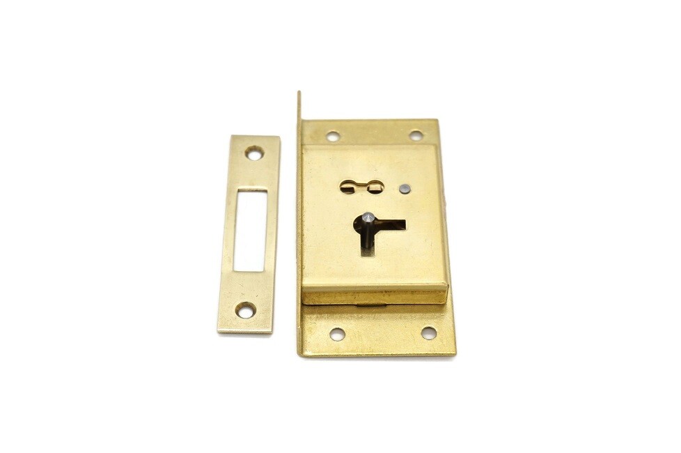 Half Mortise Lock Chest Trunk Medium Box Lock Solid Brass Cabinet Lock 2 Keys