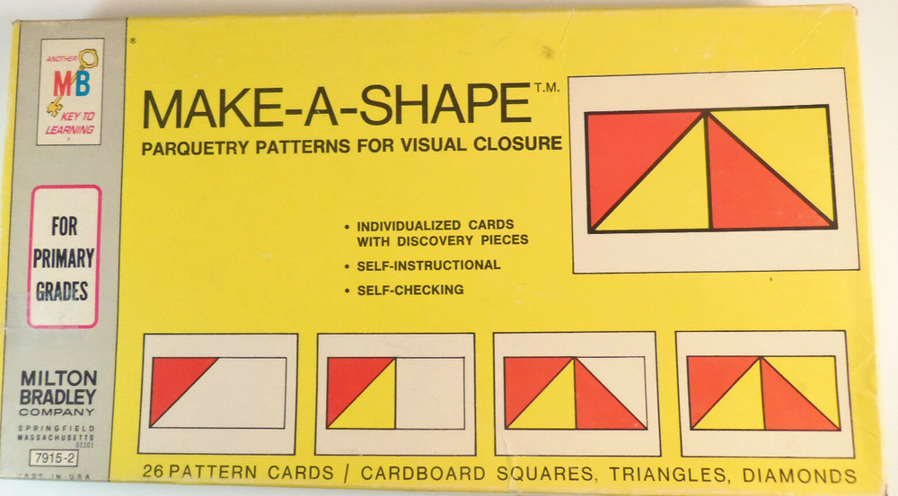 Milton Bradley Make A Shape Parquetry Design Cardboard Learning Game