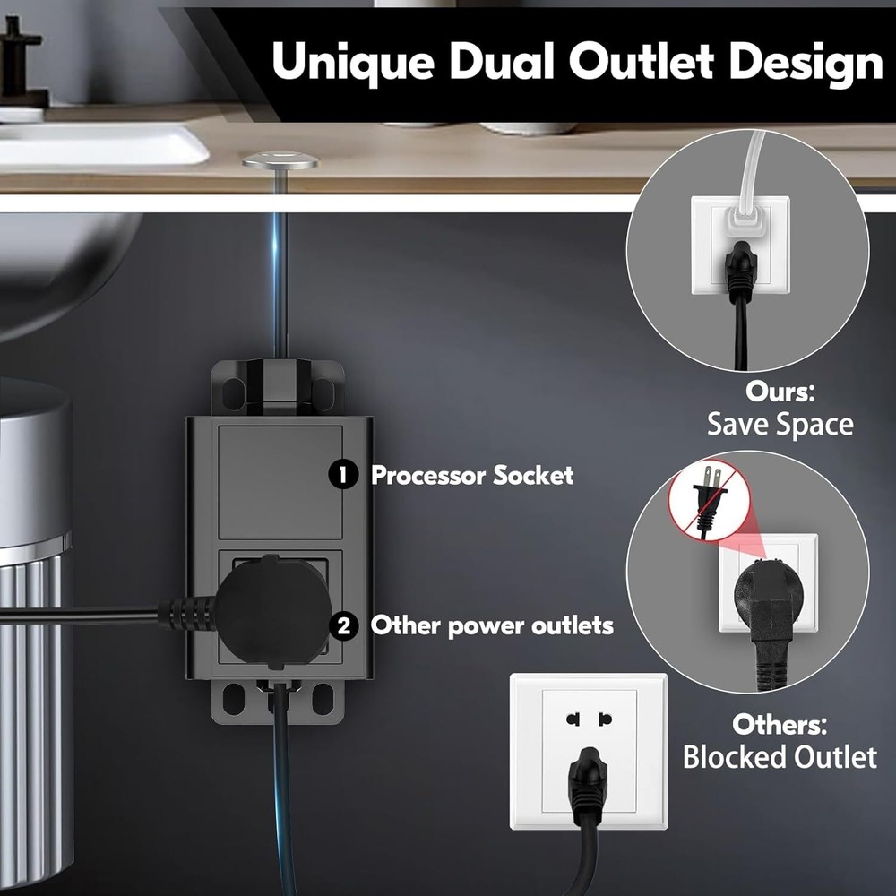 Kitchen Garbage Disposal Sink Top Air Switch Kit Brushed Single Outlet US Plug
