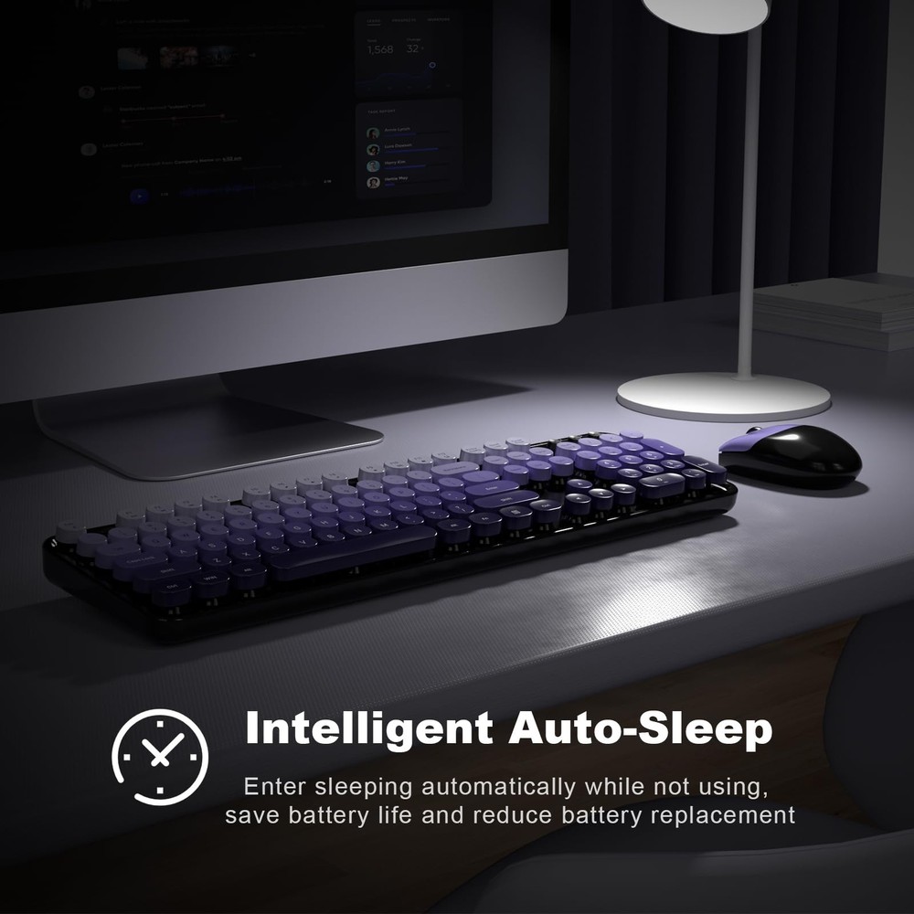 Wireless Keyboard and Mouse Combo, 104 Keys Full-Sized Typewriter Keyboards, ...