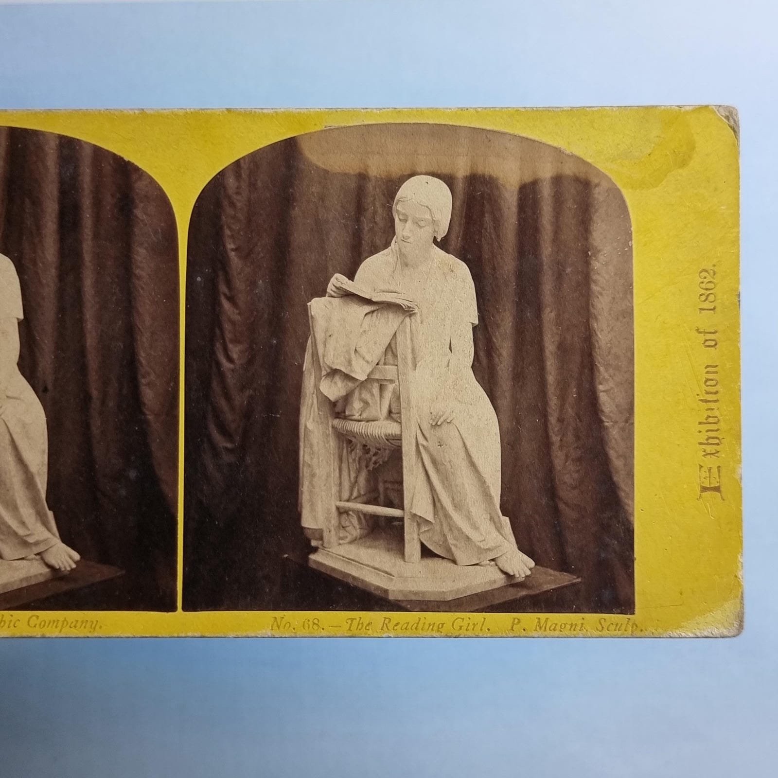 London England Stereoview C1862 Real Photo Great Exhibition "Reading Girl"