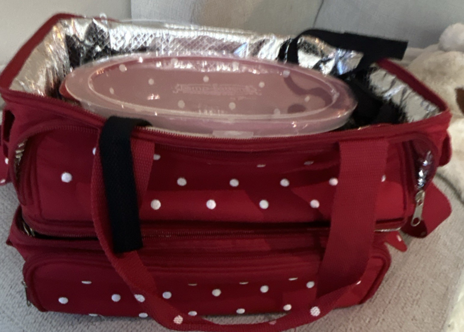 Temp-tations Presentable Ovenware Red Polka Dot Pans, Lids, Racks, Carrier