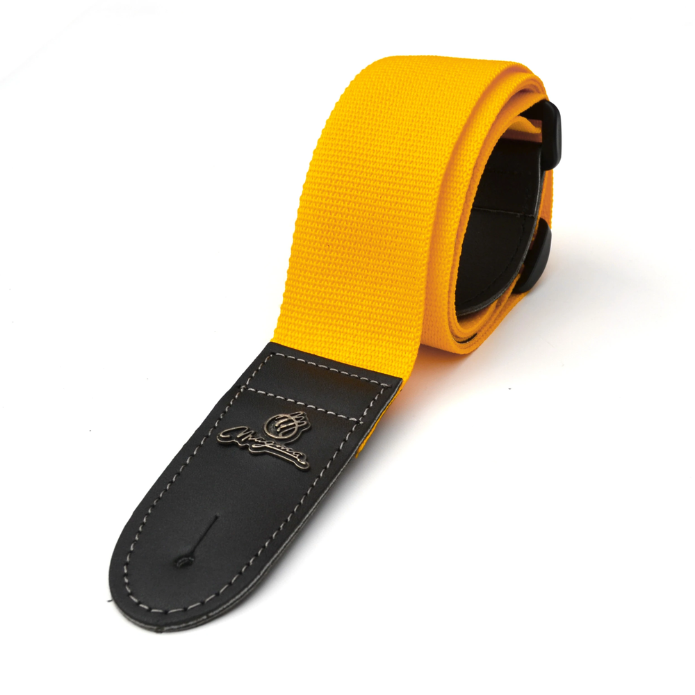 Magma Leathers 2" Soft-hand Polypropylene Guitar Strap with Leather Ends Yellow