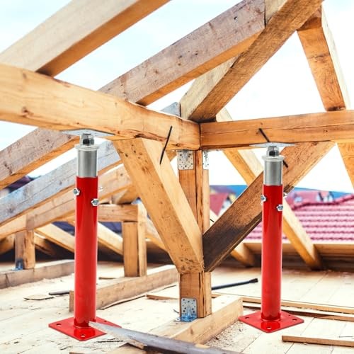 2 Pcs House Floor Jacks for Leveling Adjustable, Height Range 19.7"- Red