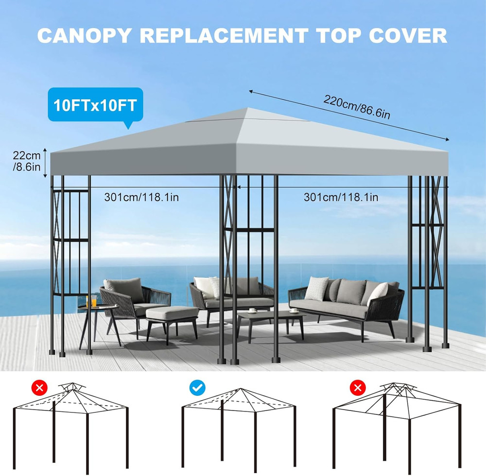 10X10 Gazebo Canopy Replacement Top, 300D High-Density Waterproof Single Layer G