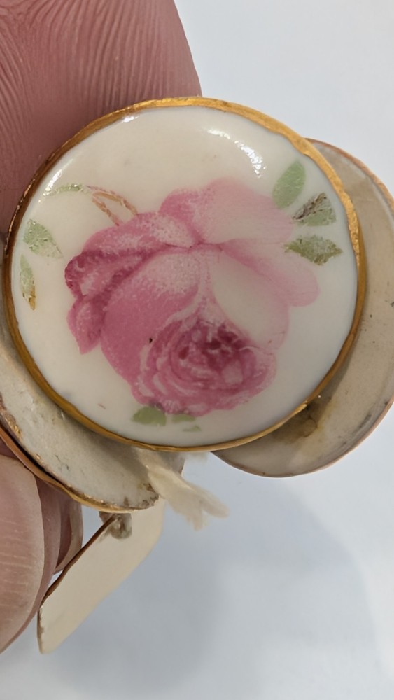 Antique 3 Hand Painted Porcelain Buttons