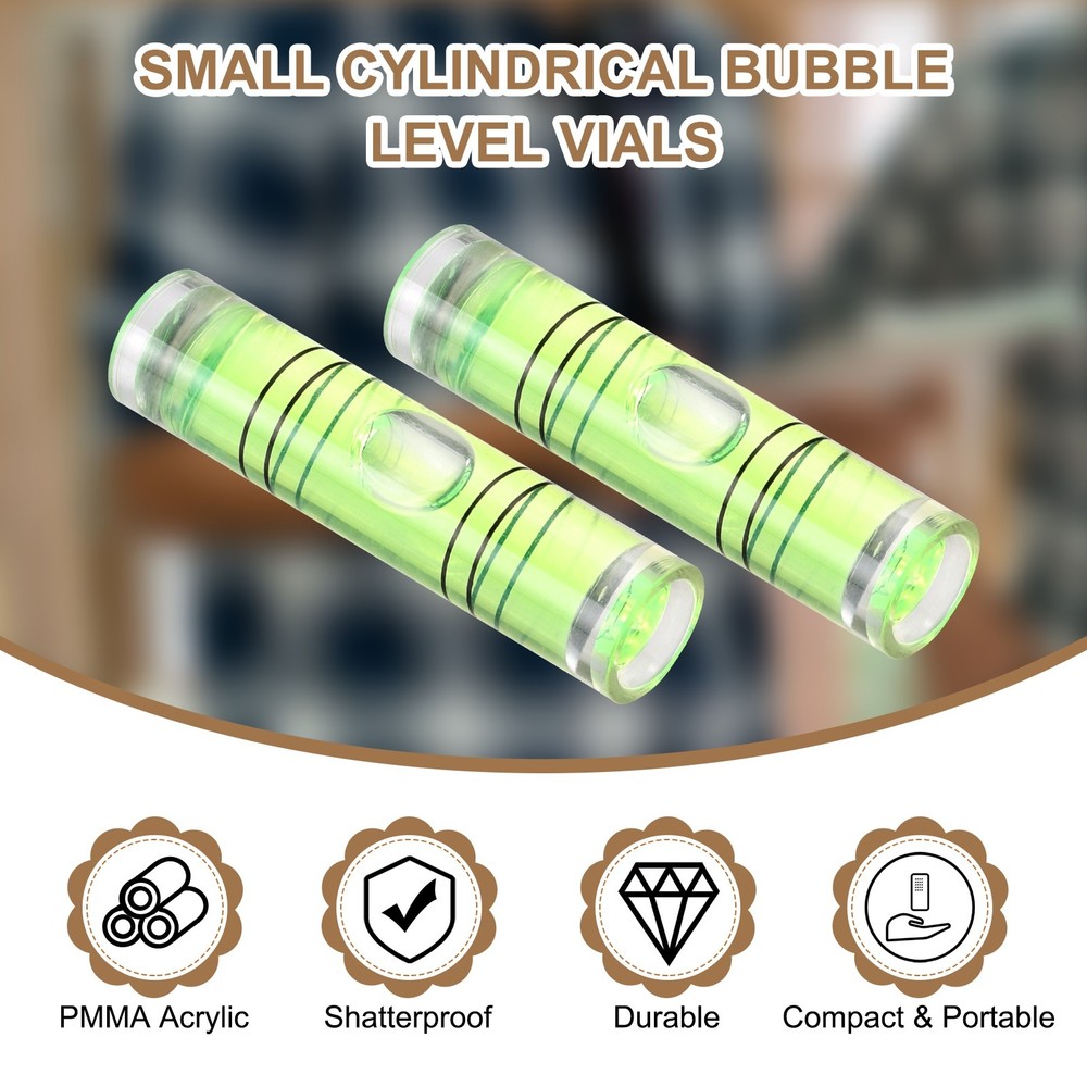 30pcs 50x9mm Small Cylindrical Bubble Level Vials Levels Measuring Tools