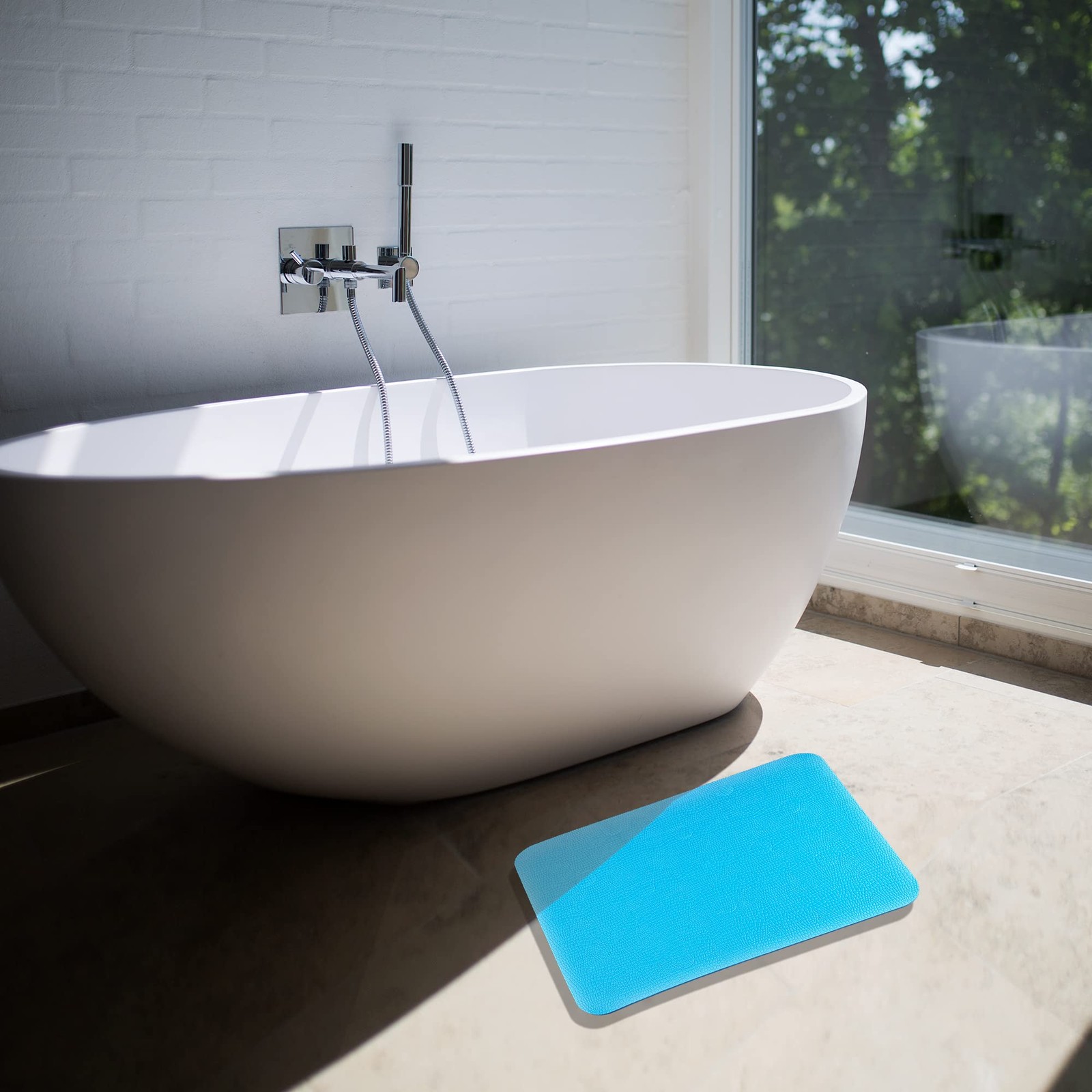 MINIVON Bath Chair Pad with Adhesive Backing Non Slip Shower 15 x 12 inches