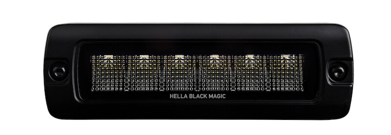 Hella Universal Blk Magic 6 L.E.D. Flush Mount Mini Light Bar - Flood Beam
