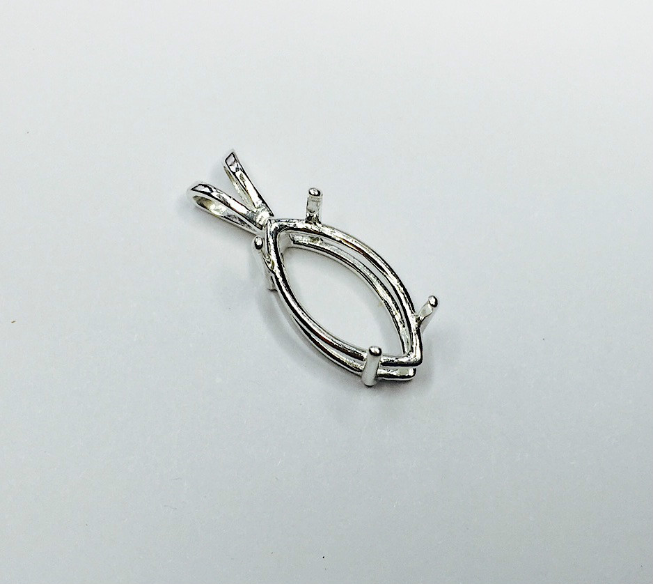 Sterling Silver Marquise Pre-Notched Pendant Setting (8x4mm-20x10mm)