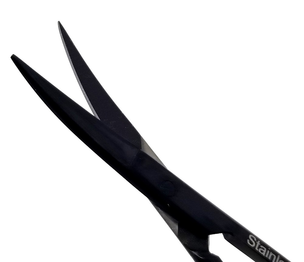 2Pcs Micro IRIS Dissecting Scissors STR + CRV Blades Full Black Shears - 4.5"