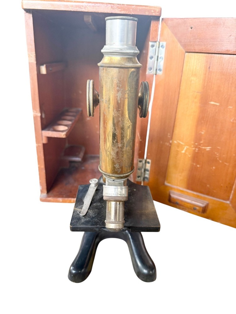 Antique Bausch and Lomb Brass Microscope with Case