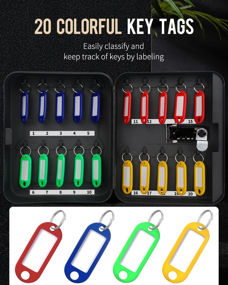 20 Position Key Cabinet with Combination Lock Resettable Black Digital Security