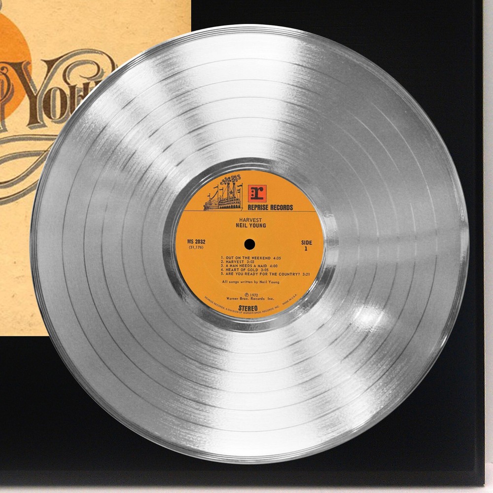 Neil Young - Harvest Silver LP Record Plaque Display