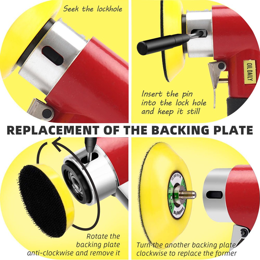 1"/2"/3" Random Orbit Air Sander Mini Grinding Machine Car Polisher Buffer 108PC