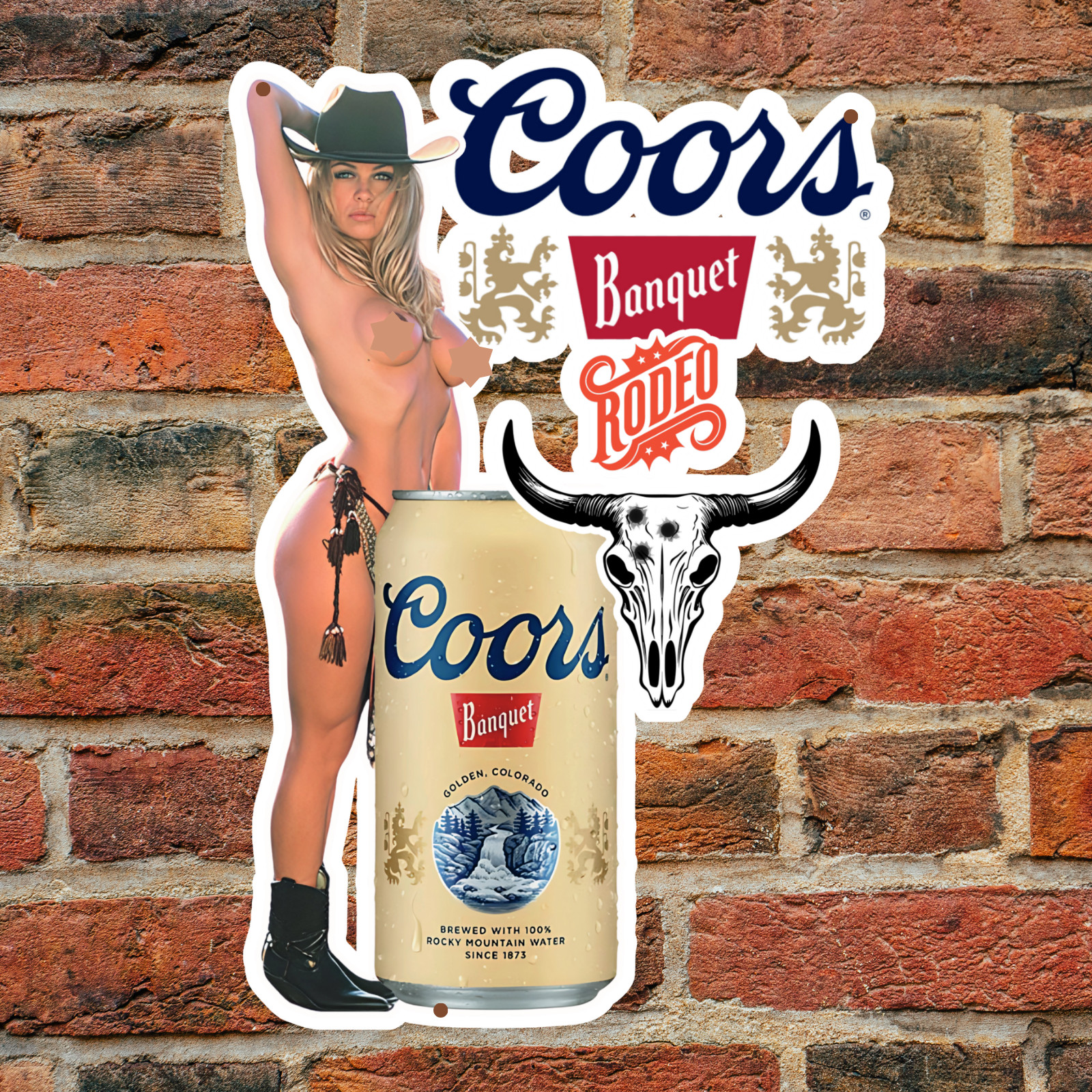 Coors Banquet Rodeo Pamela Anderson Metal Sign Cowgirl Bar Man Cave Decor Read D