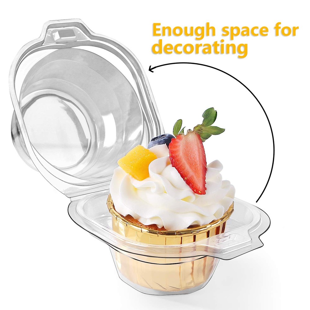 120 Packs Individual Cupcake Containers Stackable Single Compartment Cupcake Dis