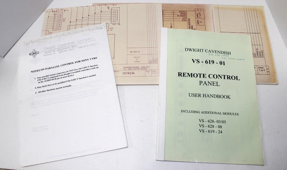 DWIGHT CAVENDISH VS-619-01 REMOTE CONTROL PANEL USER HANDBOOK & SCHEMATIC
