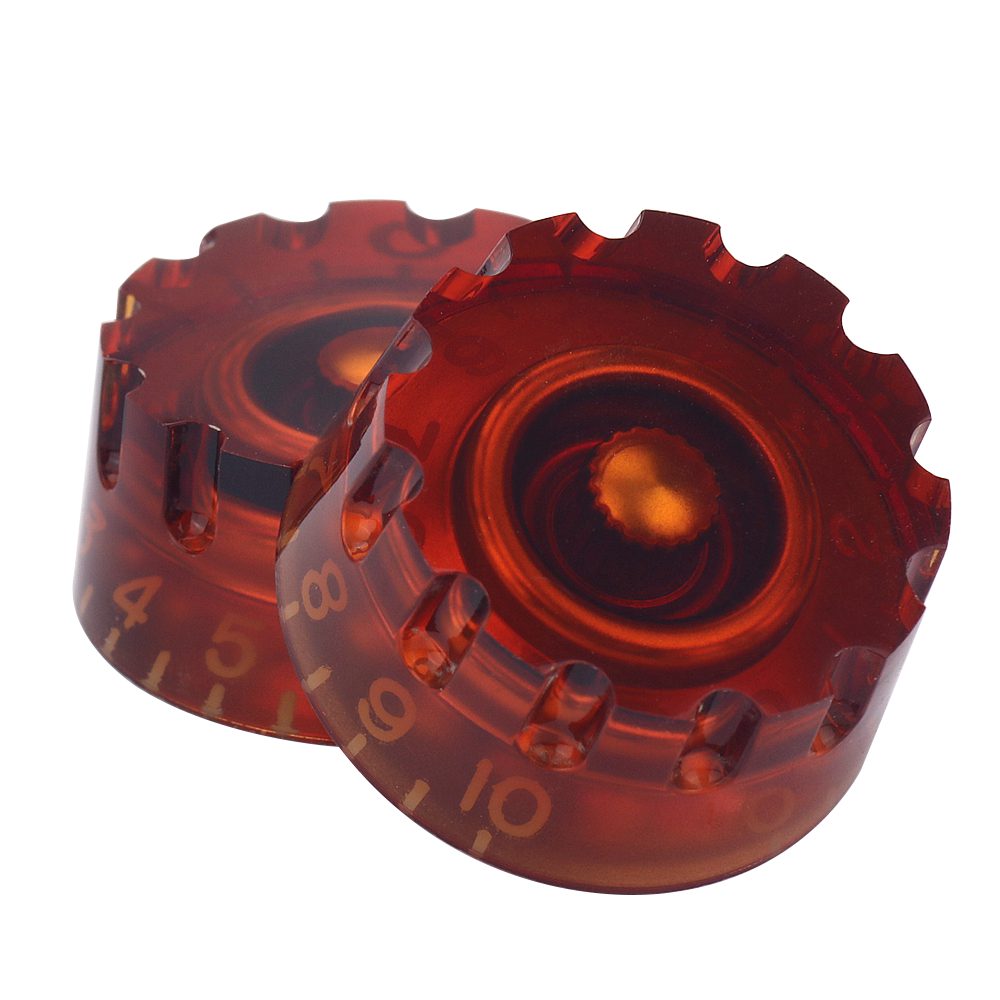 4Pcs Amber Knurled Guitar Knobs Volume Tone Speed Control Knobs for guitar bass