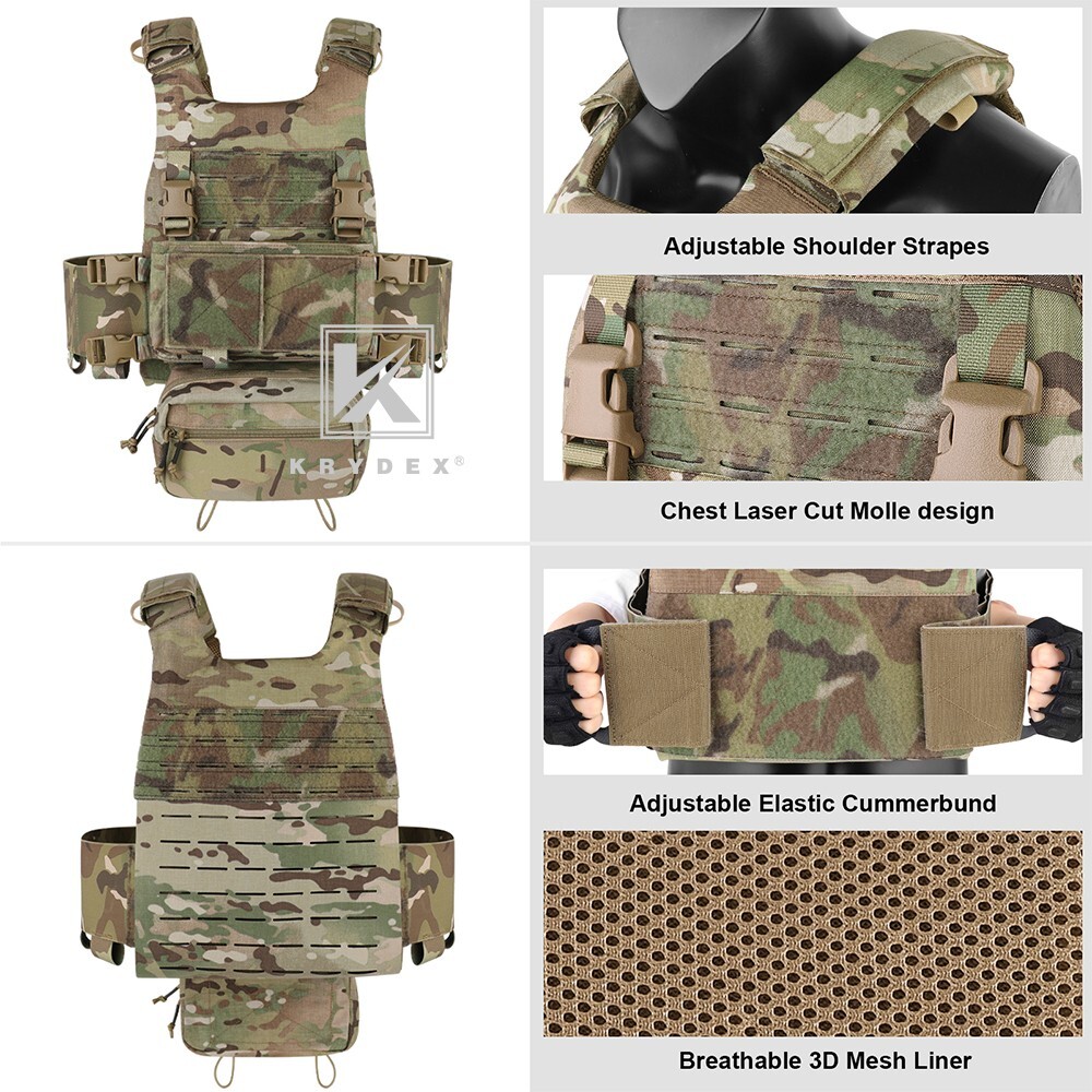 KRYDEX Low Vis Slick Molle Plate Carrier & Tactical Placard Holder & Drop Pouch