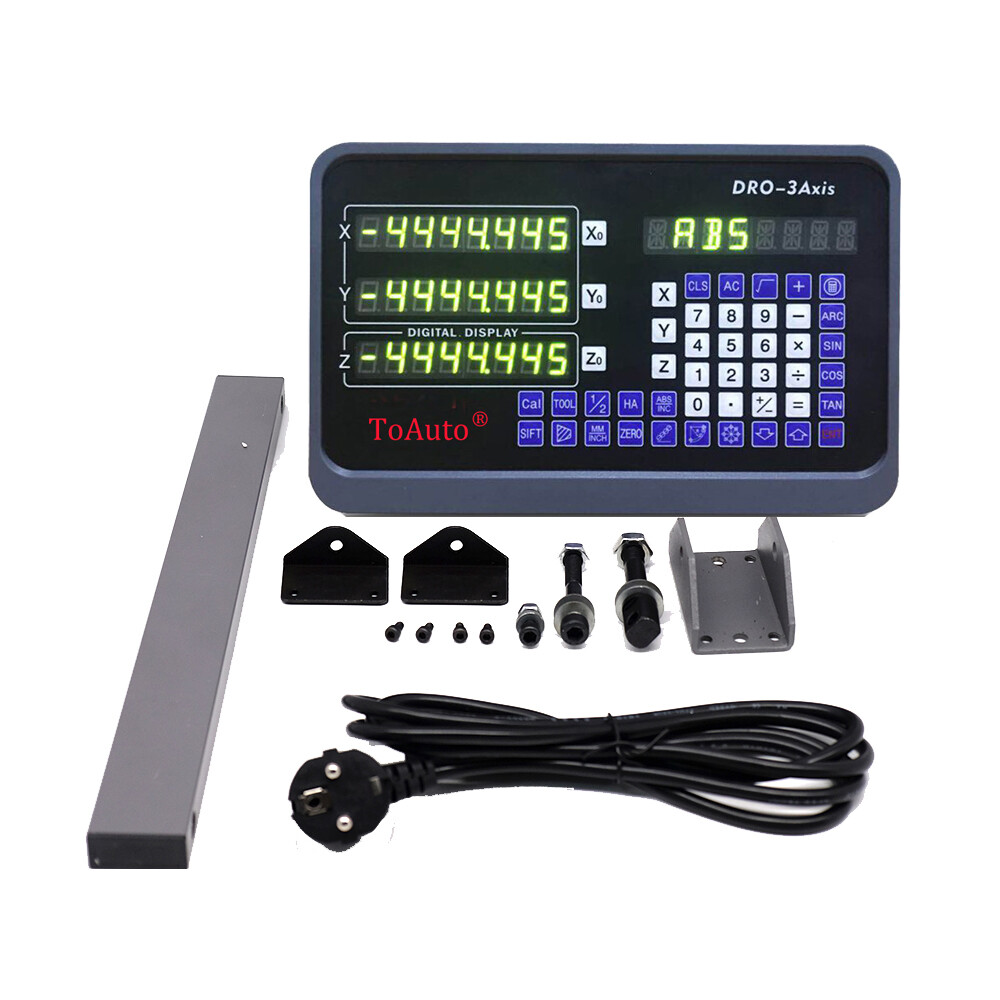 DRO 3 Axis Digital Readout Display+3pc Glass Linear Scale for CNC Mill Lathe US