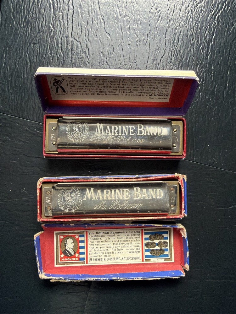 Pre-War Marine Band Harmonica, 2 Quantity