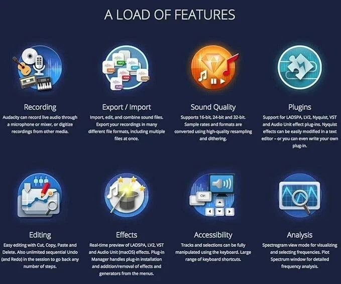 Audacity Software, Professional Audio Music Editing Recording, Podcasting Window