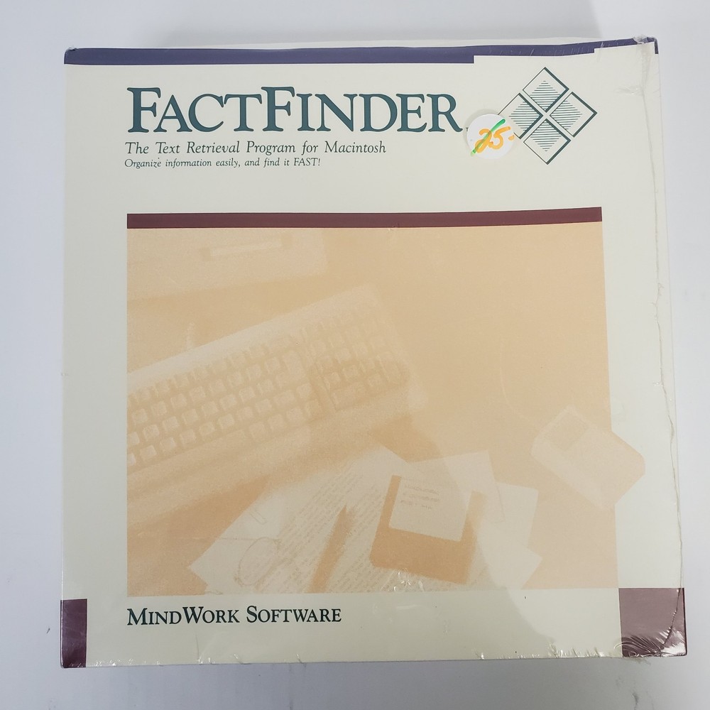 Mind Work Software Fact Finder 1.2 For Apple Macintosh 1986 SEALED