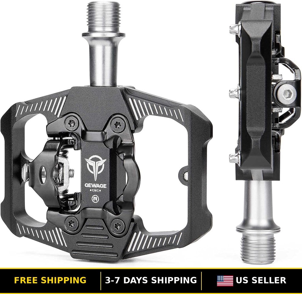 Dual Function Mountain Bike Pedals - Flat & Clipless with Sealed Bearings