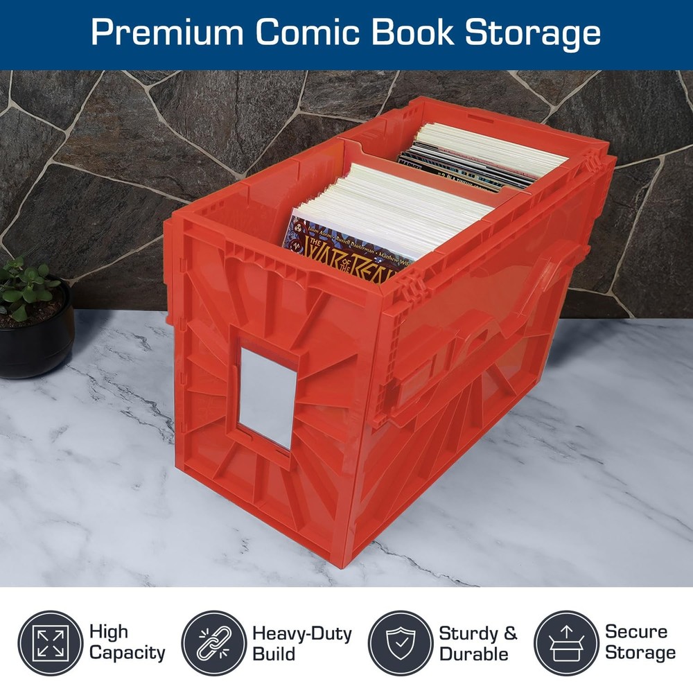 Short Comic Book Bin | Holds 150 Comics | Stackable Plastic Storage | Acid-Fr...